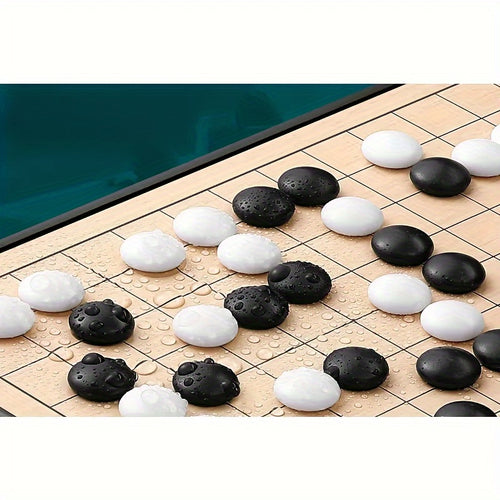 1 ensemble de jeu avancé de Go chinois avec plateau pliable - pièces d'échecs classiques noires et blanches, jeu de collection artisanal, idéal pour Noël, Thanksgiving et la Saint-Valentin